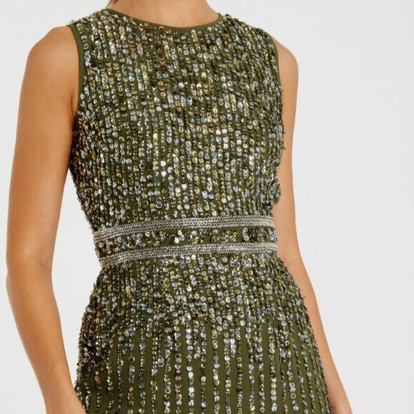 MAC DUGGAL 93602 SEQUINED HIGH NECK SLEEVELESS COLUMN GOWN sz 2 - Picture 2 of 8